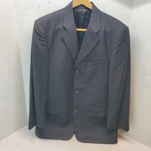 Bachrach Mens Charcoal Pinstripe Wool Blazer Made in Italy Size 40R Old Money